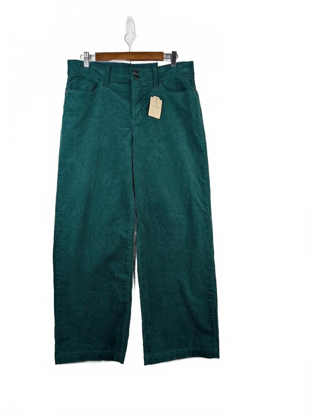 NWT St. John's Bay Secretly SlenderWide Leg Corduroy Tropical Rainforest 10P